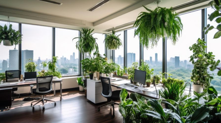 גינה במשרד עם צמחים שוניפ