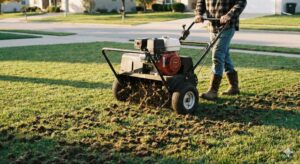 דילול דשא בעזרת מכסחת דשא